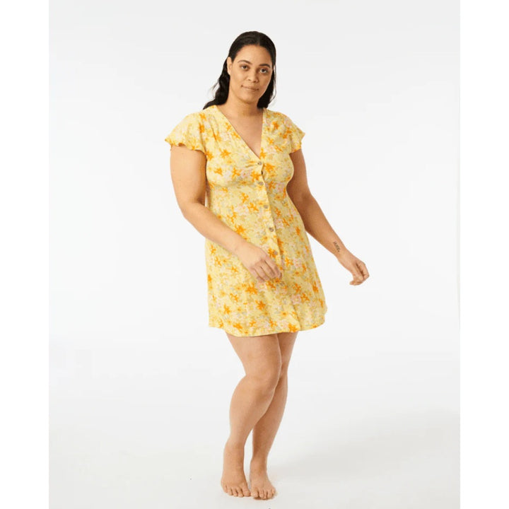 RIP CURL SUMMER RAIN BUTTON THROUGH DRESS STRAW