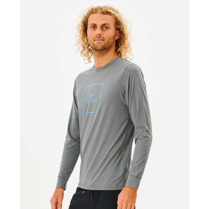RIP CURL CORP ICON L/S RASH GUARD GREY MARLE