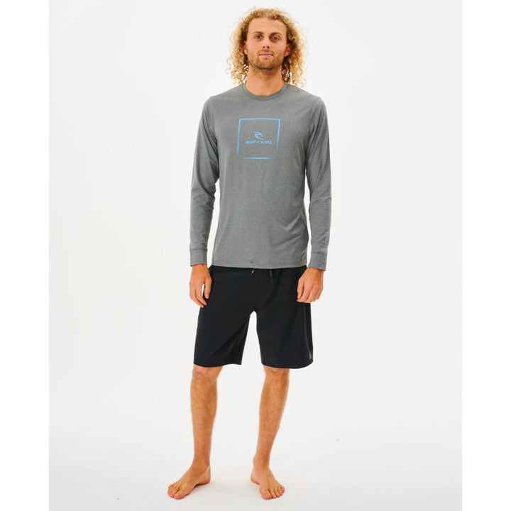 RIP CURL CORP ICON L/S RASH GUARD GREY MARLE