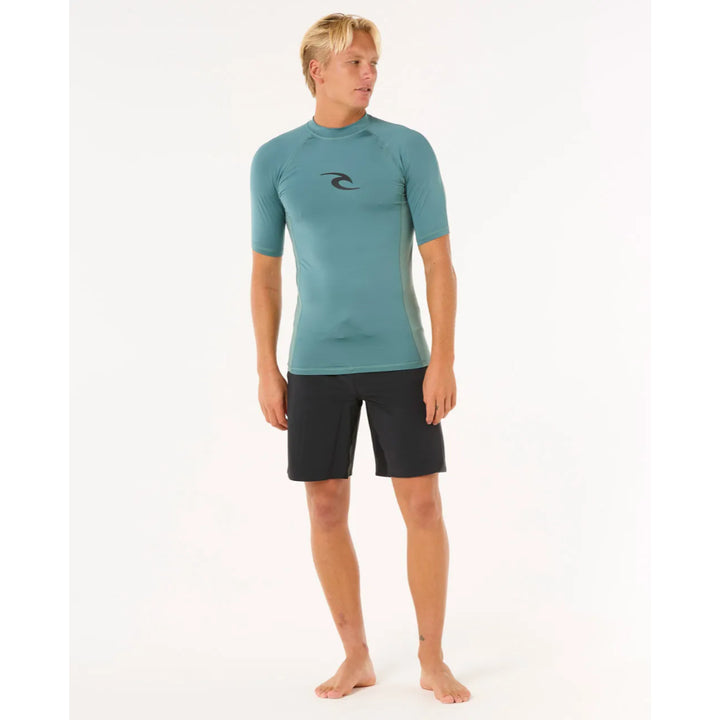 RIP CURL WAVES UV S/S RASH GUARD BLUESTONE