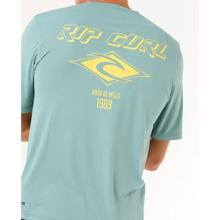RIP CURL ICONS SURFLITE UV S/S RASH GUARD BLUE LAGOON