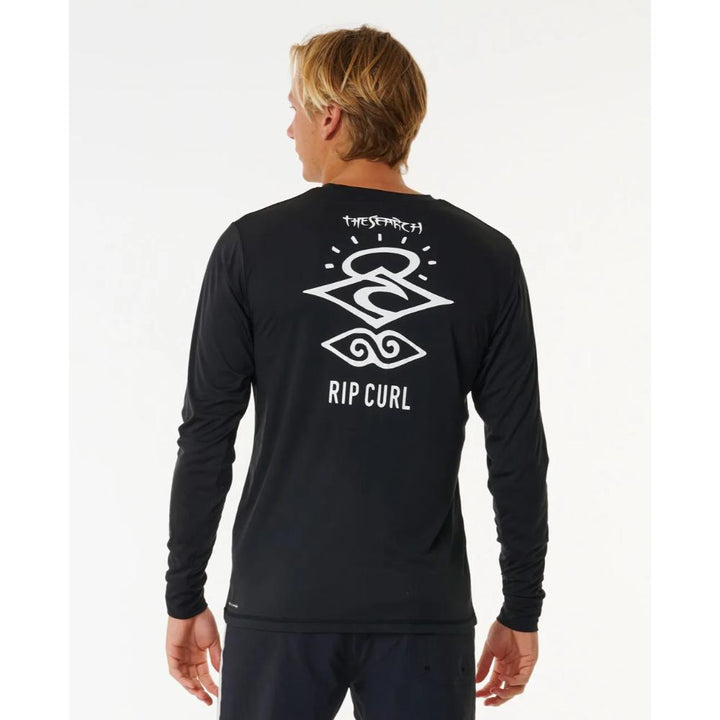 RIP CURL ICONS SURFLITE UV L/S RASH GUARD BLACK