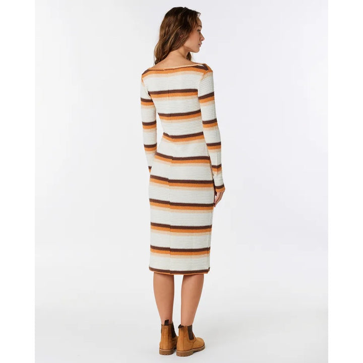 RIP CURL SUN CLUB STRIPE MIDI DRESS MULTI