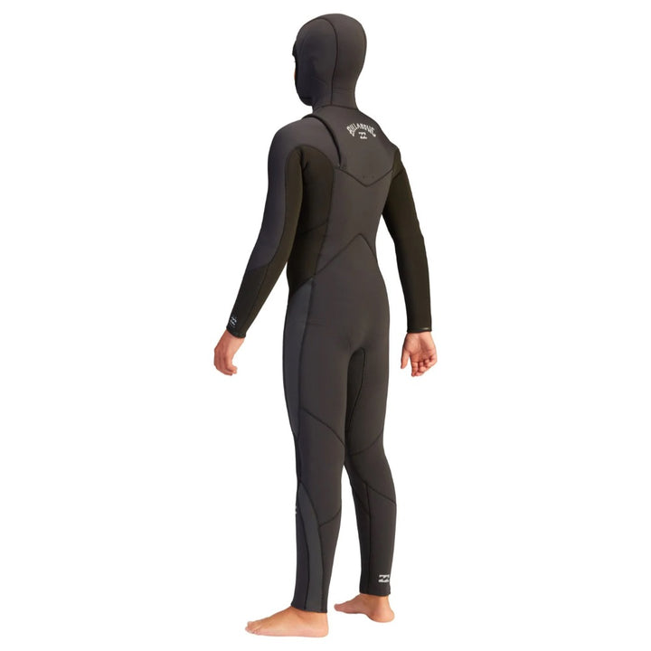 BILLABONG BOYS ABSOLUTE 5/4 CHEST ZIP HOODED BLACK