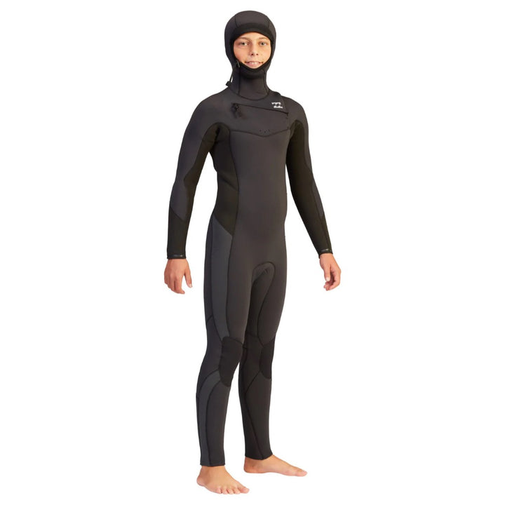BILLABONG BOYS ABSOLUTE 5/4 CHEST ZIP HOODED BLACK