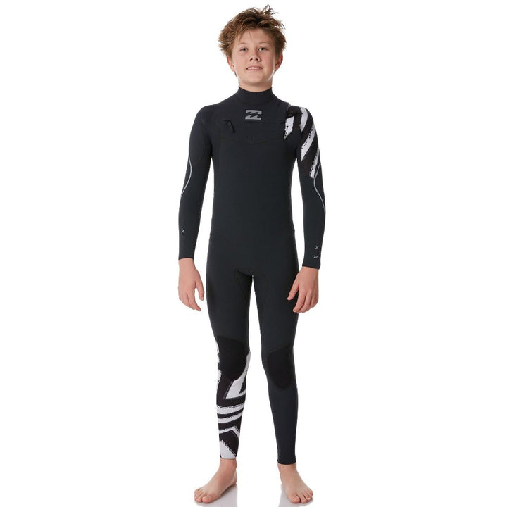 BILLABONG JUNIOR FURNACE COMP 3/2 CHEST ZIP BLACK SANDS