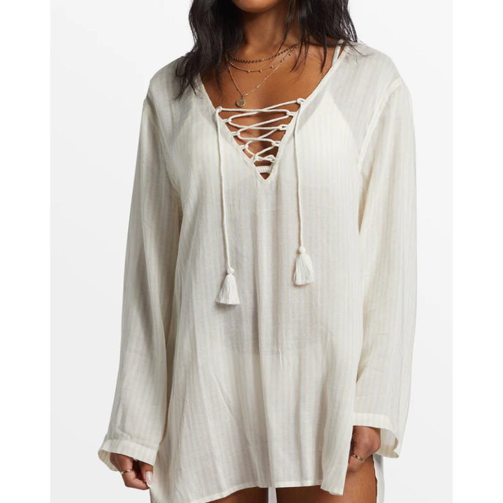 BILLABONG BLUE SKIES BEACH MINI DRESS SALT CRYSTAL