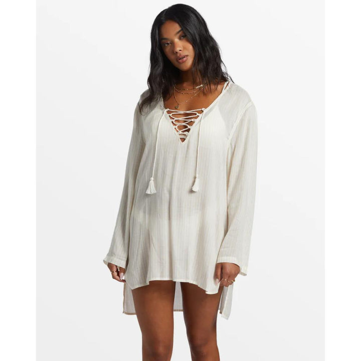 BILLABONG BLUE SKIES BEACH MINI DRESS SALT CRYSTAL