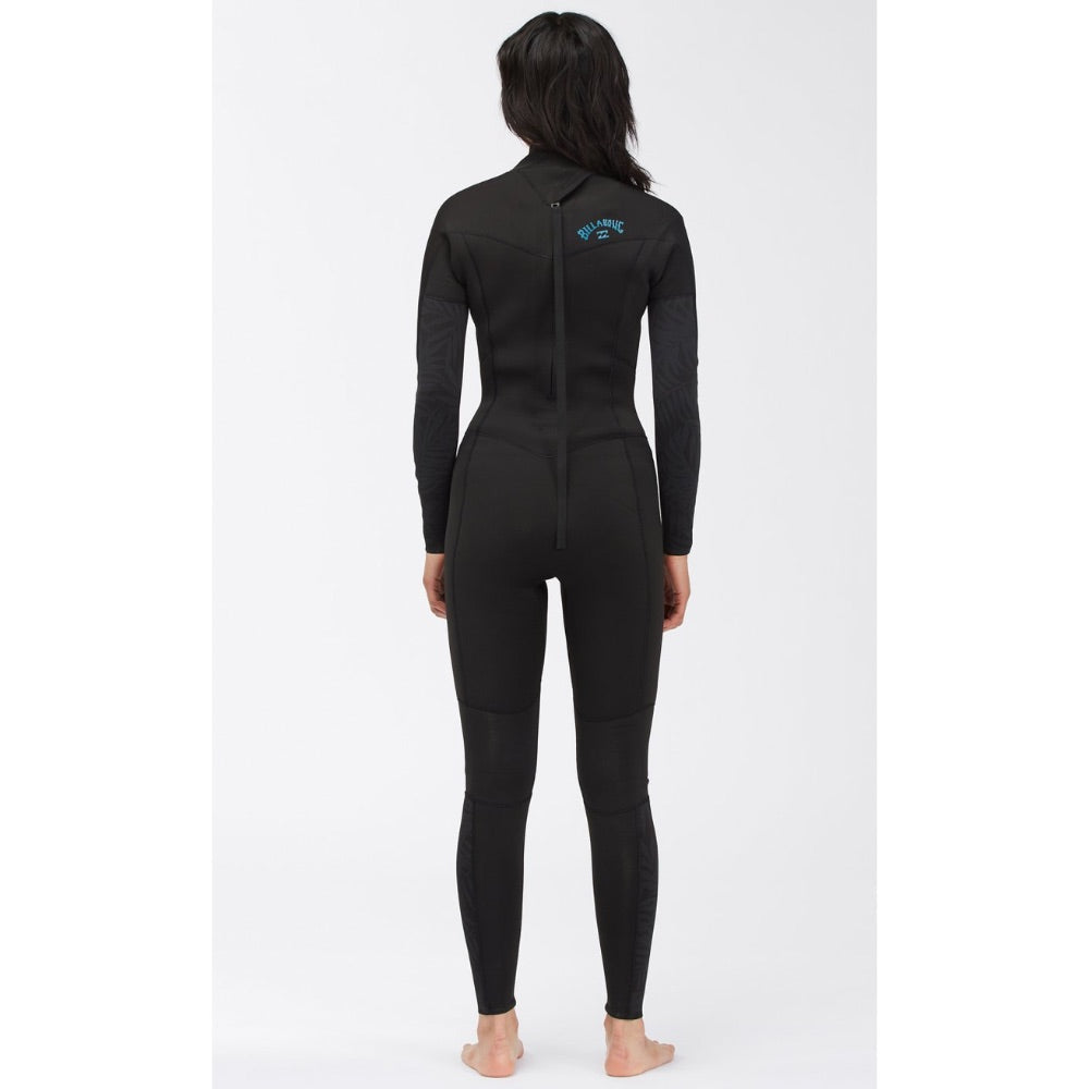 BILLABONG WMS SYNERGY 4/3 BACK ZIP BLACK PALMS