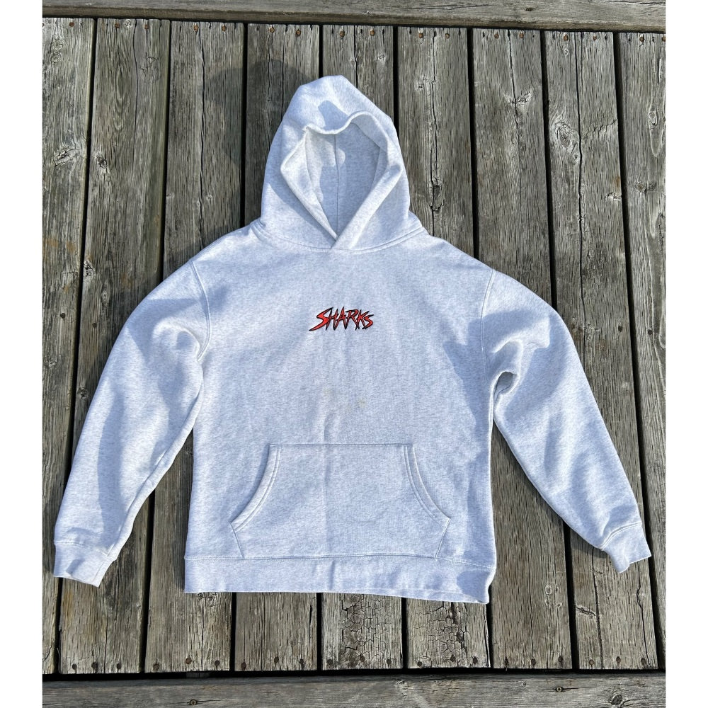 SHARKS VINTAGE HOOD HEATHER WHITE