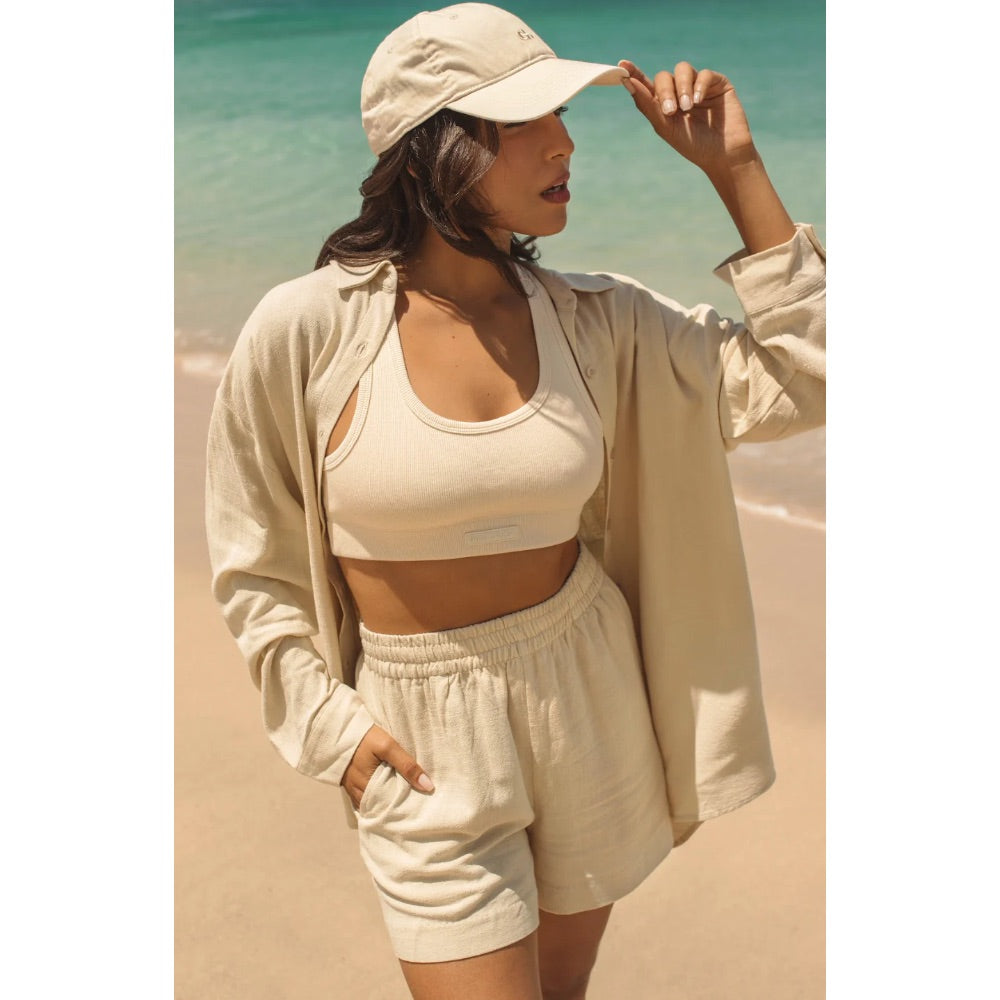 GIRL CRUSH LINEN SHORTS NATURAL