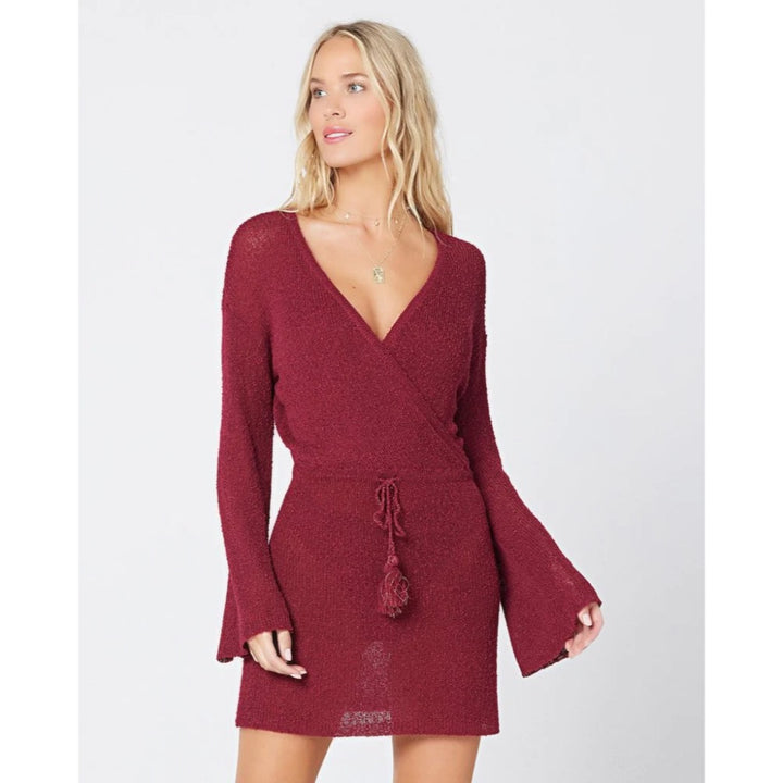 L*SPACE TOPANGA SWEATER KNIT COVER-UP CABERNET