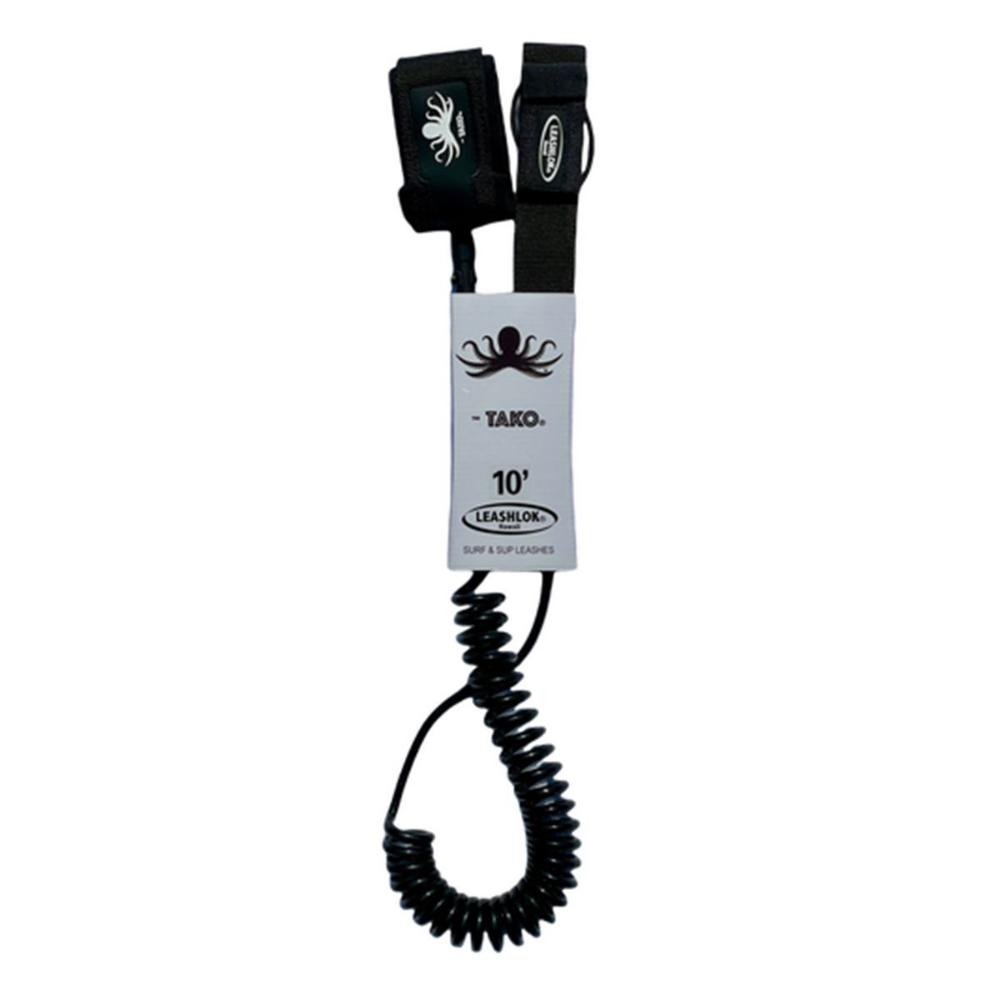 LEASHLOK SUP TAKO SERIES COIL LEASH 10' BLACK