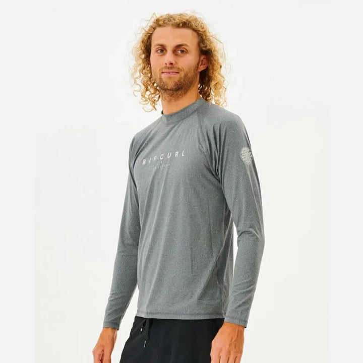 RIP CURL SHOCKWAVE L/S RASH GUARD GREY MARLE