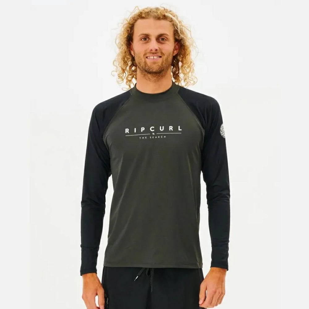 RIP CURL SHOCKWAVE L/S RASH GUARD BLACK MARLE