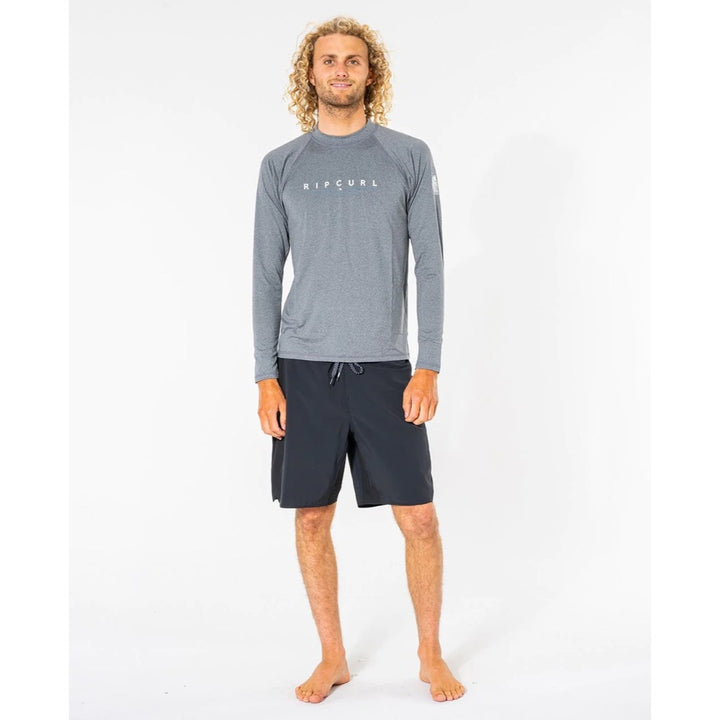 RIP CURL SHOCKWAVE L/S RASH GUARD GREY MARLE
