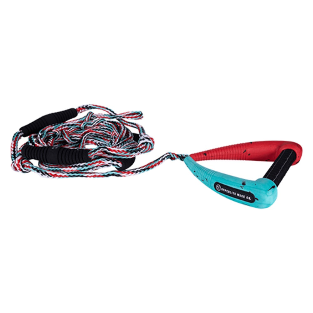 HYPERLITE 25' PRO SURF ROPE W/HANDLE RED/TEAL