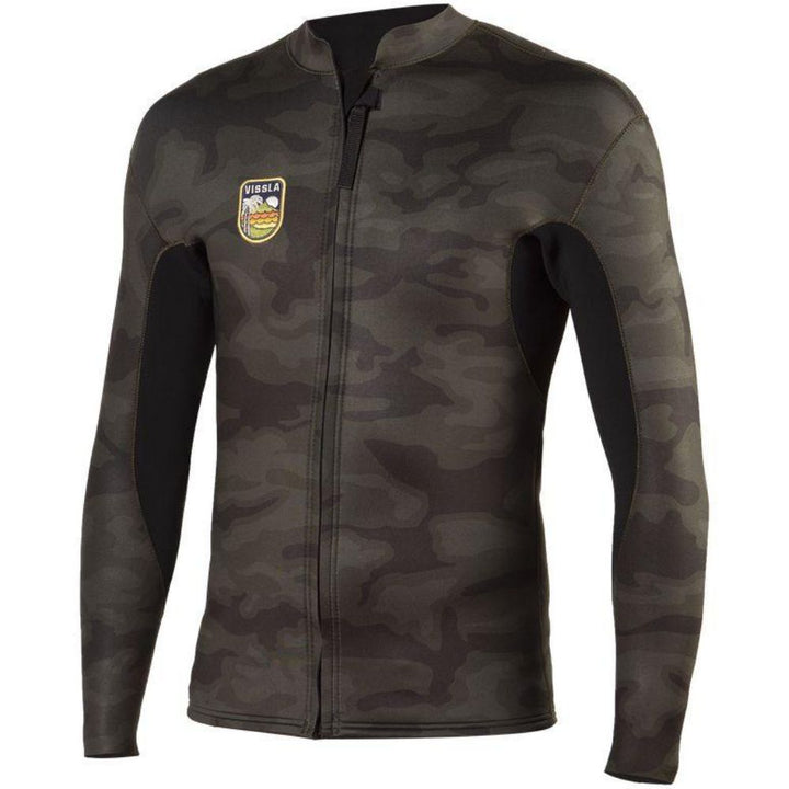 VISSLA SOLID SETS 2MM FRONT ZIP JACKET CAMO