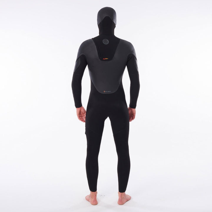 RIP CURL FLASHBOMB HEATSEEKER 5/4 HOODED CHEST ZIP BLACK