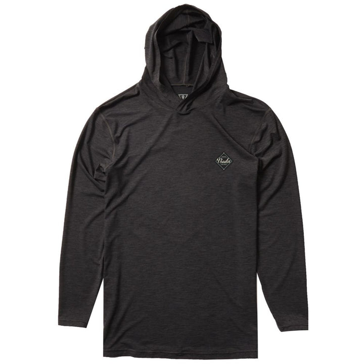 VISSLA TWISTED ECO HOODED L/S SURF SHIRT BLACK HEATHER