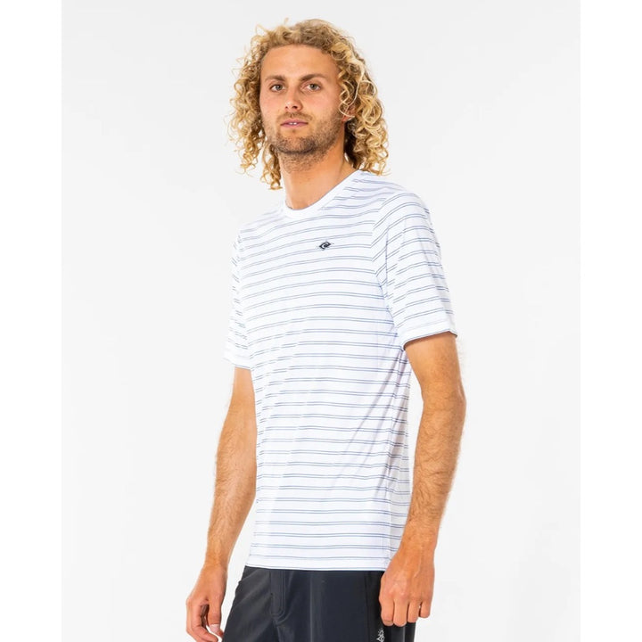 RIP CURL PLAIN STRIPE S/S SURFLITE TEE WHITE