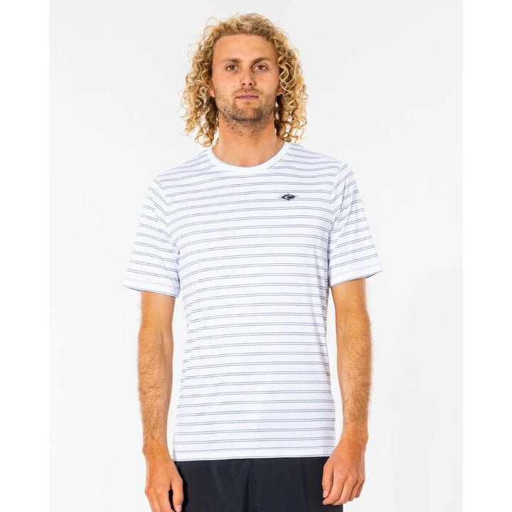 RIP CURL PLAIN STRIPE S/S SURFLITE TEE WHITE