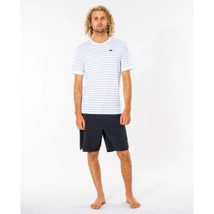 RIP CURL PLAIN STRIPE S/S SURFLITE TEE WHITE