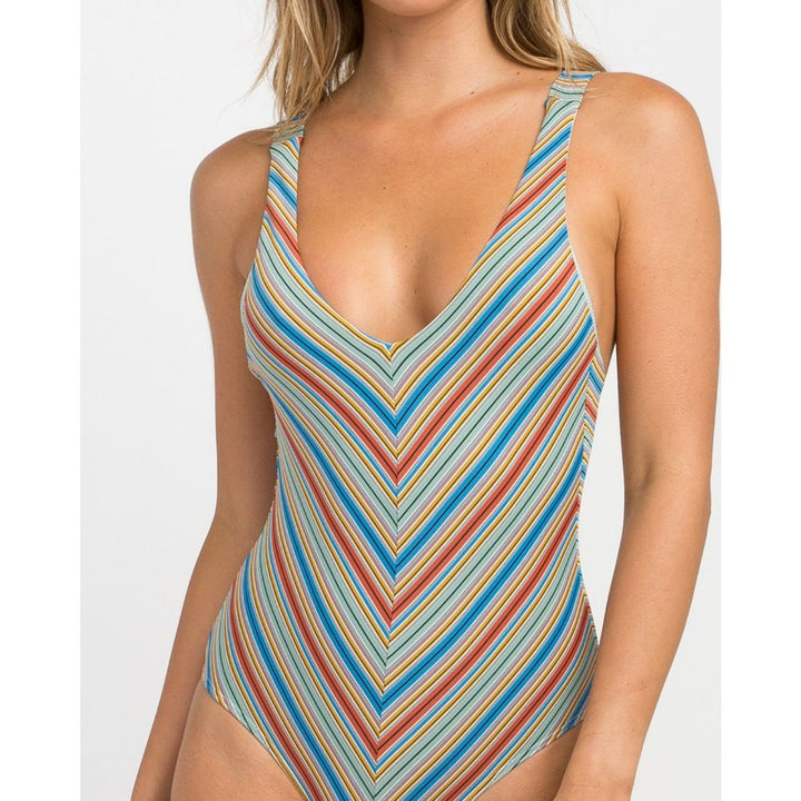 RVCA SIXTEENTH ST STRIPED ONE PIECE MULTI