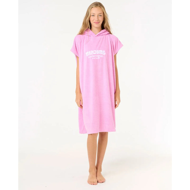RIP CURL KIDS CLASSIC SURF HOODED TOWEL BRIGHT PINK