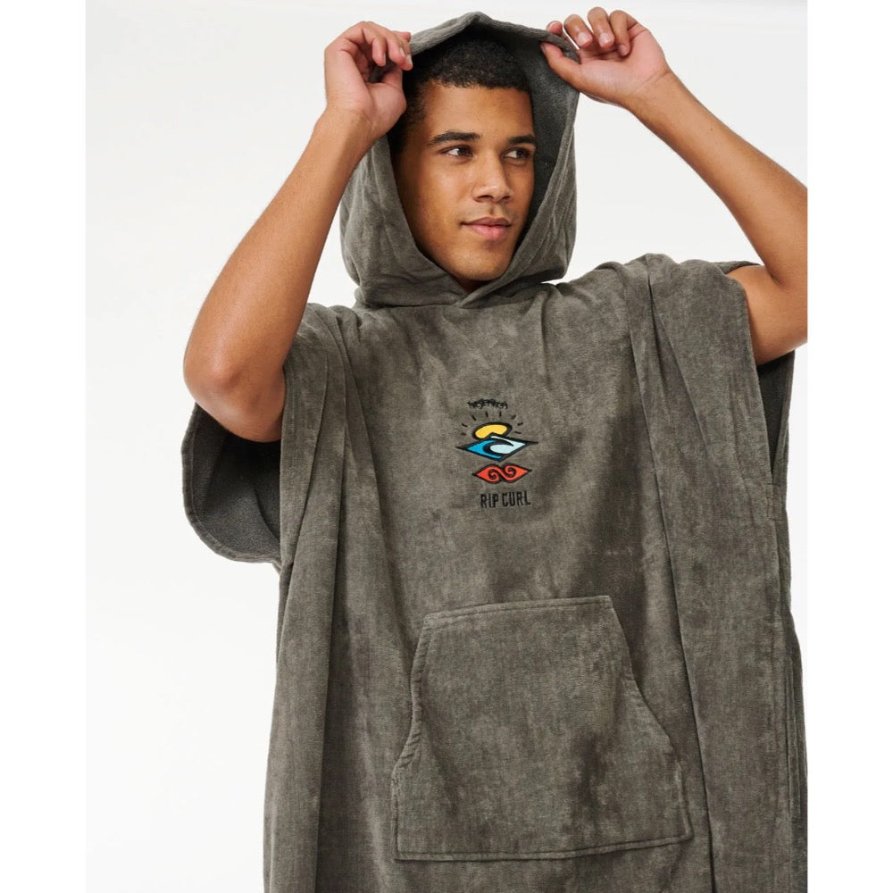 RIP CURL LOGO HOODED TOWEL GREY