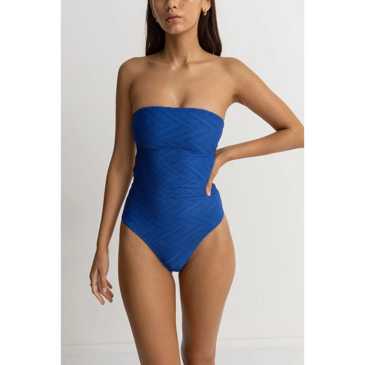 RHYTHM CASTAWAY STRAPLESS ONE PIECE BLUE