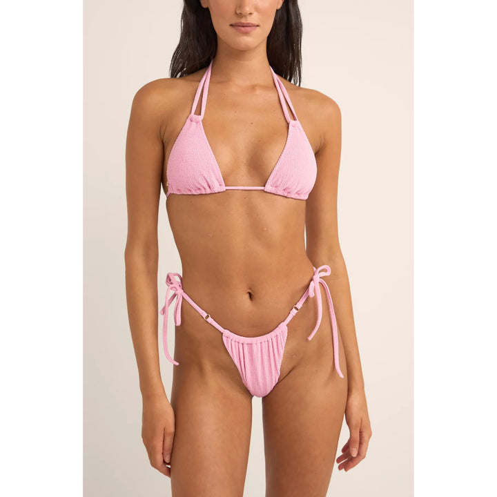 RHYTHM ISLA RIB DOUBLE STRAP TRI TOP PINK