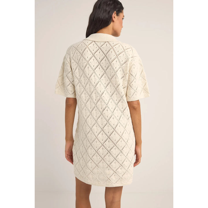 RHYTHM JAFFA KNIT SHIRT DRESS WHITE