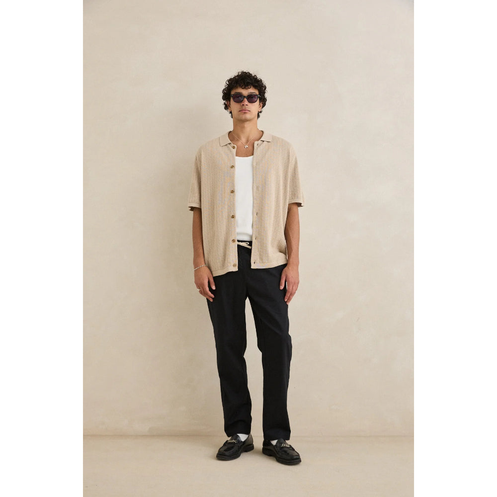 RHYTHM TEXTURED KNIT SS SHIRT STONE