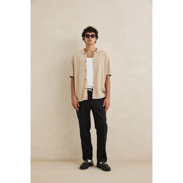 RHYTHM TEXTURED KNIT SS SHIRT STONE