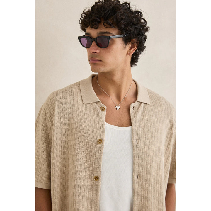 RHYTHM TEXTURED KNIT SS SHIRT STONE