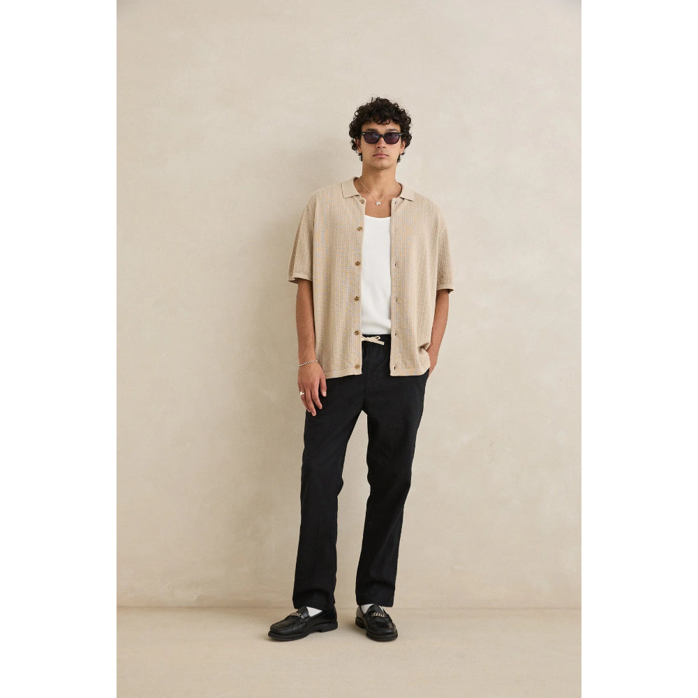 RHYTHM TEXTURED KNIT SS SHIRT STONE