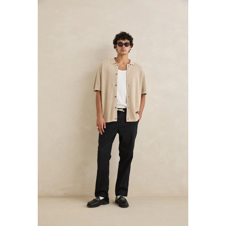 RHYTHM TEXTURED KNIT SS SHIRT STONE