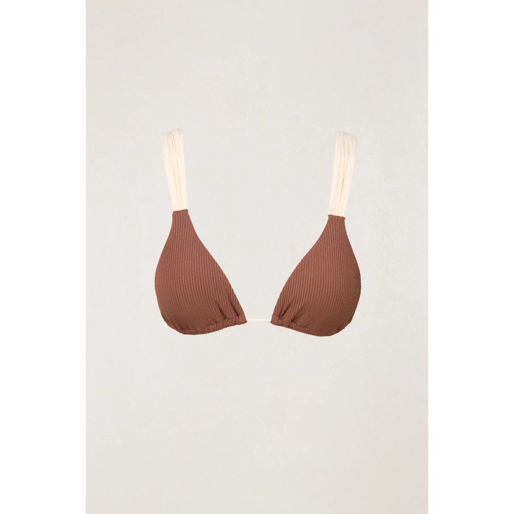 RHYTHM LILY RIB TRIANGLE SOUTIEN-GORGE COULISSANT À BRETELLES FINES CHOCOLAT