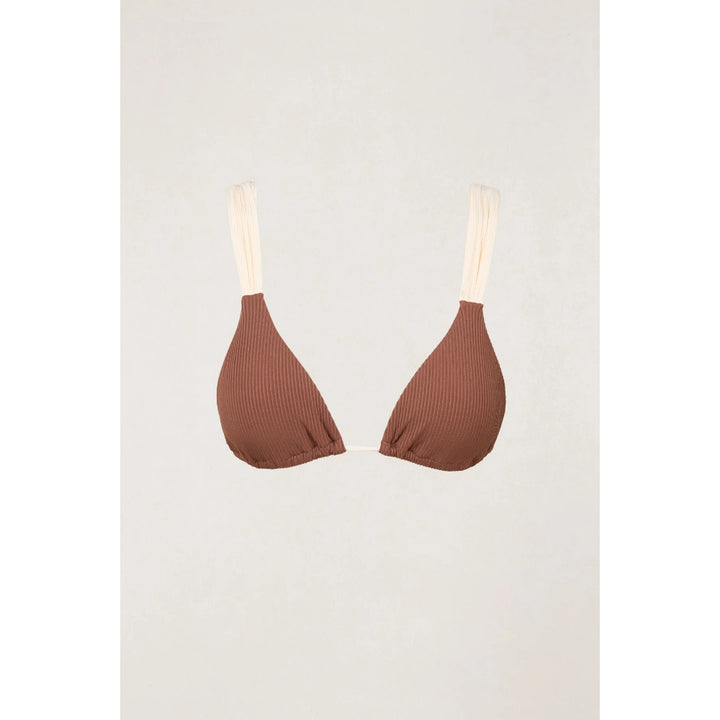 RHYTHM LILY RIB TRIANGLE SOUTIEN-GORGE COULISSANT À BRETELLES FINES CHOCOLAT