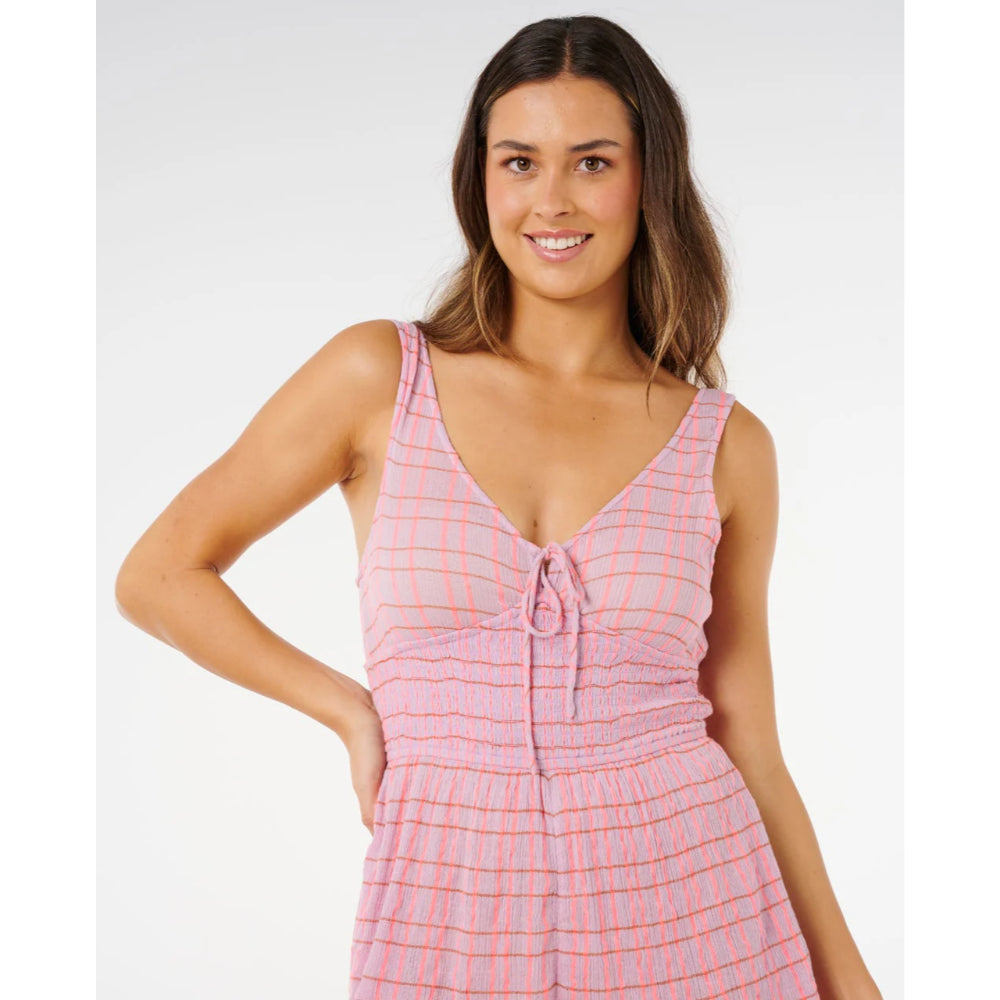 RIP CURL PARADISE CHECK ROMPER PINK