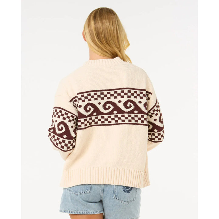 RIP CURL SOLEIL KNIT CREW BROWN/OFF WHITE