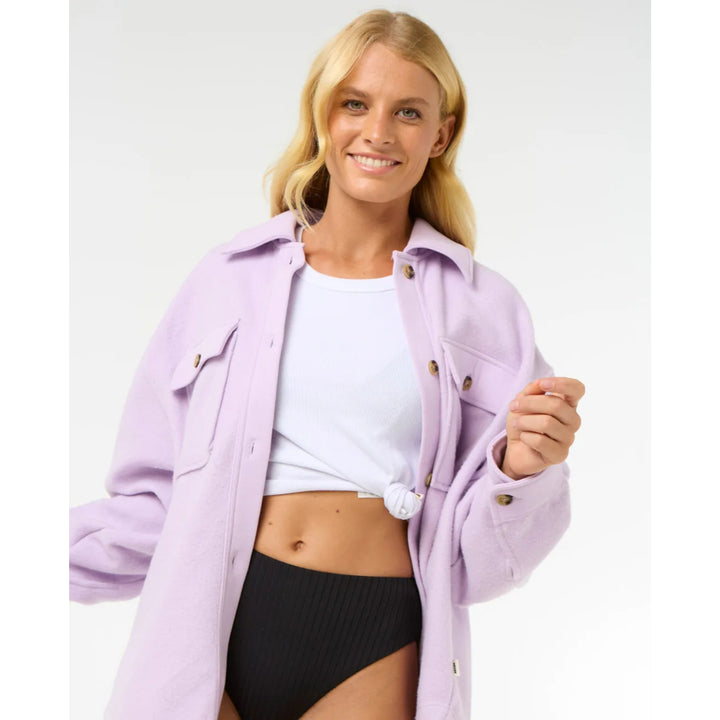RIP CURL HIGH TIDE FLEECE SHACKET LILAC