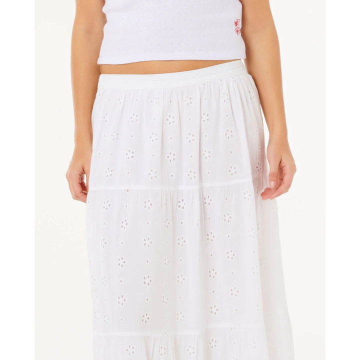 RIP CURL OASIS BRODERIE MAXI SKIRT WHITE