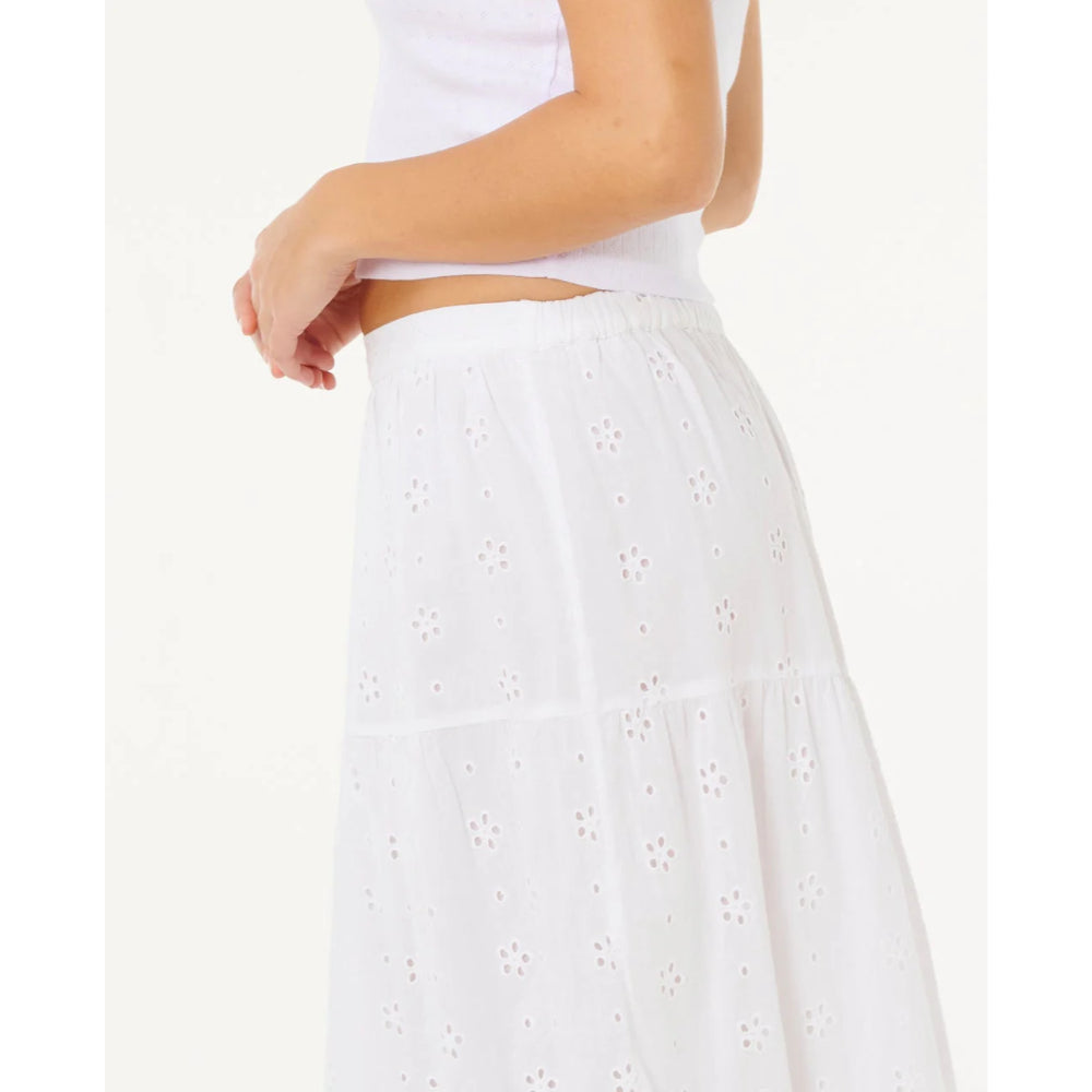 RIP CURL OASIS BRODERIE MAXI SKIRT WHITE
