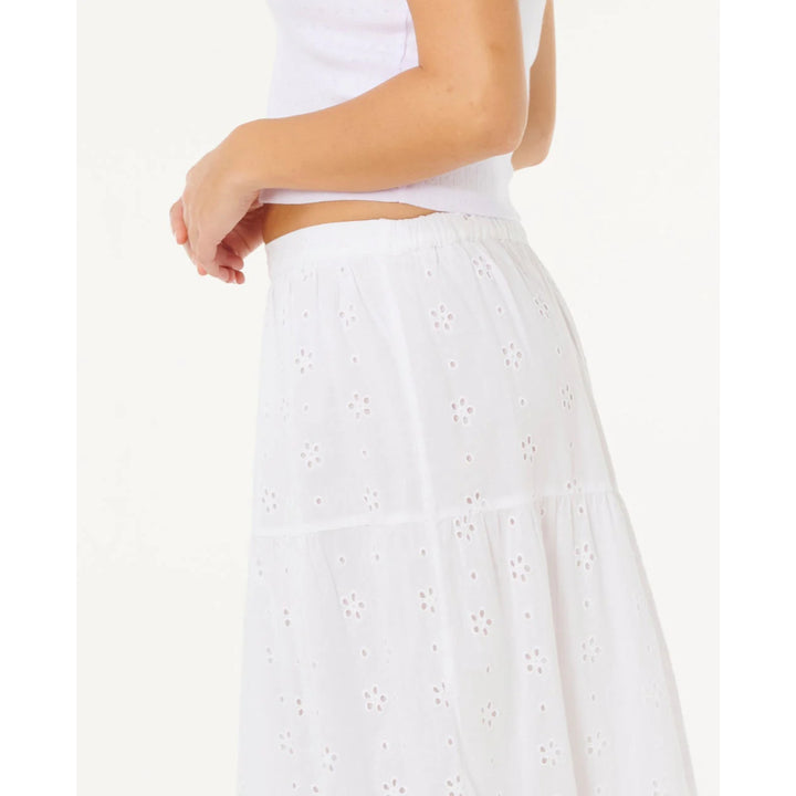 RIP CURL OASIS BRODERIE MAXI SKIRT WHITE