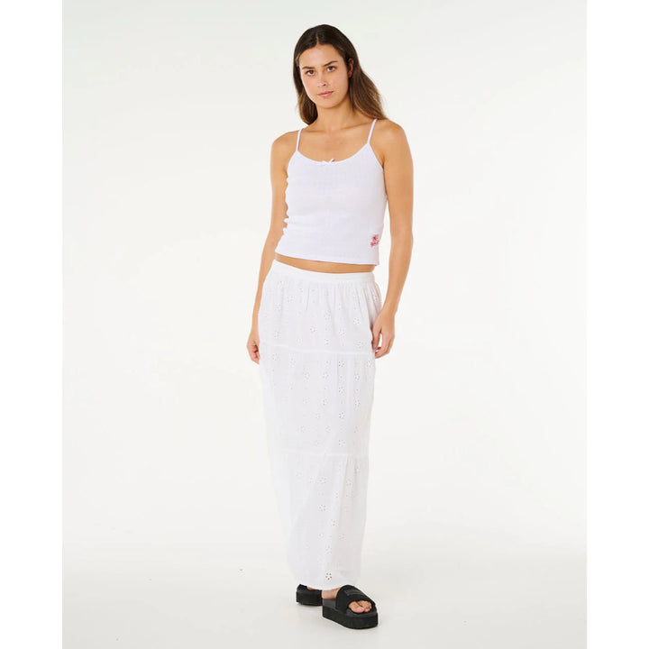 RIP CURL OASIS BRODERIE MAXI SKIRT WHITE