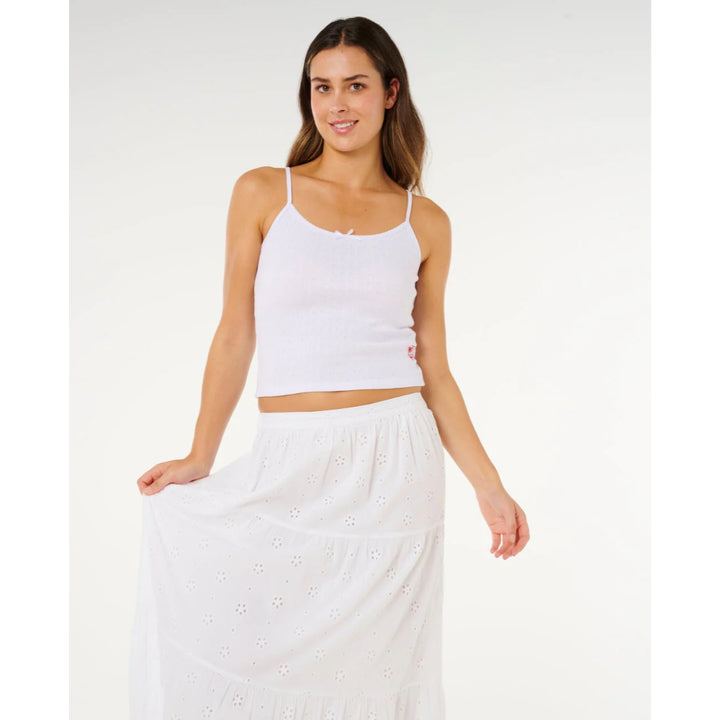 RIP CURL OASIS BRODERIE MAXI SKIRT WHITE