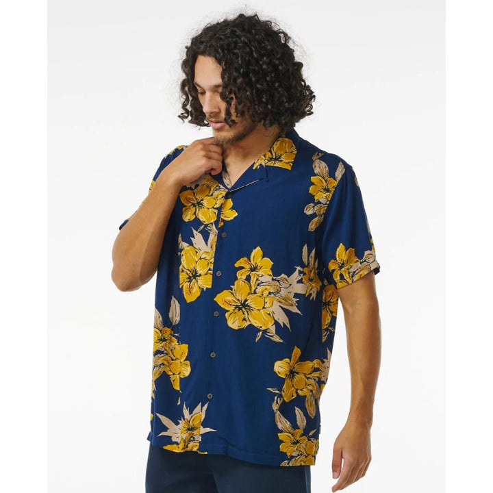 RIP CURL ALOHA HOTEL S/S SHIRT WASHED NAVY