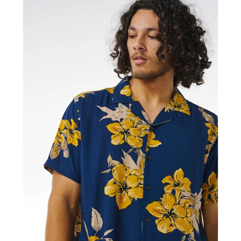 RIP CURL ALOHA HOTEL S/S SHIRT WASHED NAVY